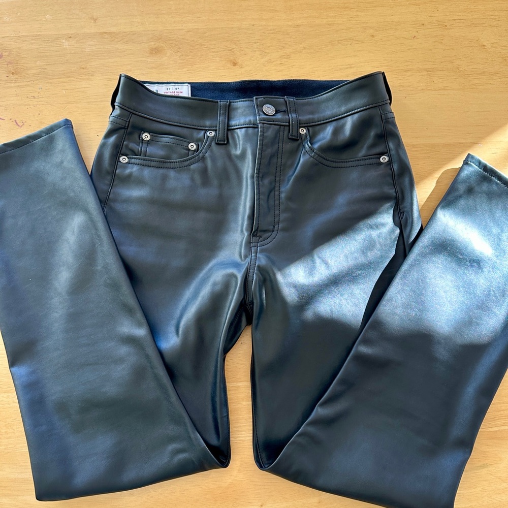 GAP Faux Leather Pants, Color Black, Size 4 Regular